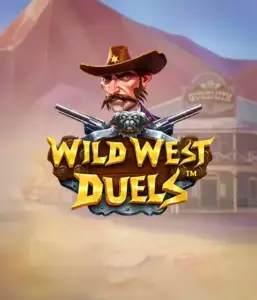  Step into the rugged world of "Wild West Duels" by Pragmatic Play, featuring a hardened gunslinger ready for a showdown. The image features a resolute cowboy with crossed pistols, set against a dusty Western town. His sharp gaze and detailed attire capture the essence of the Old West. The game's title is clearly displayed in a rustic font, enhancing the adventurous theme. 