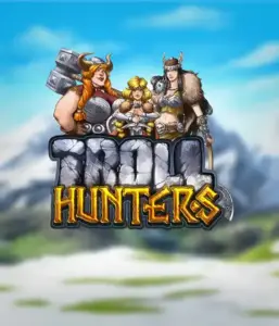 Immerse yourself in "Troll Hunters," where fierce Viking warriors prepare to confront their foes. The logo shows a male and female Viking, equipped with weapons, overlooking a cold mountainous backdrop. They radiate bravery and might, capturing the spirit of the game's adventurous theme.